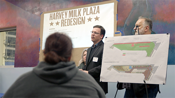 Paul introducing AIASF Harvey Milk Plaza Redesign competition