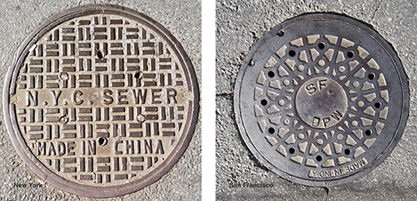 New York and San Francisco Manhole Covers