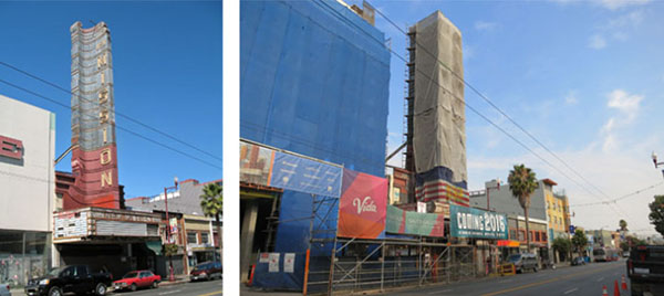 New Mission Theater Before and During Construction